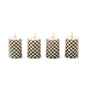 NEW Mackenzie-Childs Courtly Check Flameless Votive Candles Set of 4